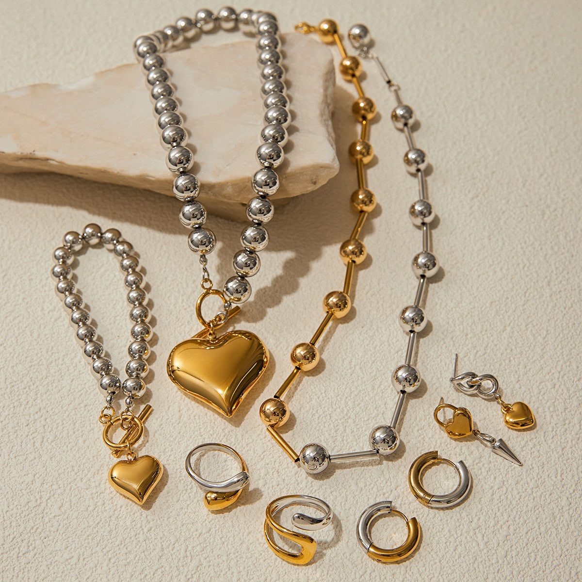 Color Matching Ornament Stainless Steel Heart Necklace - electronic accessories