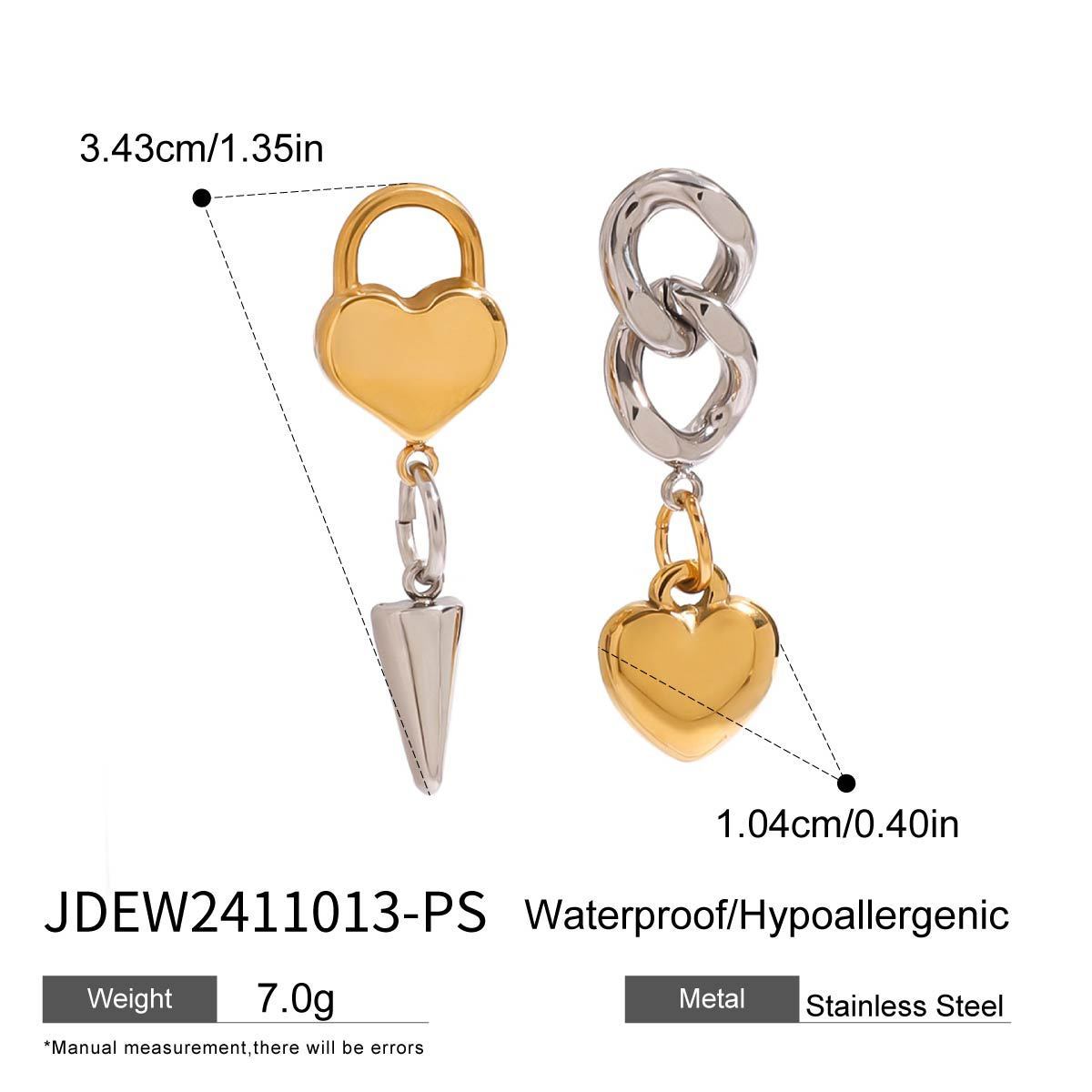 Color Matching Ornament Stainless Steel Heart Necklace - JDEW2411013PS - electronic accessories