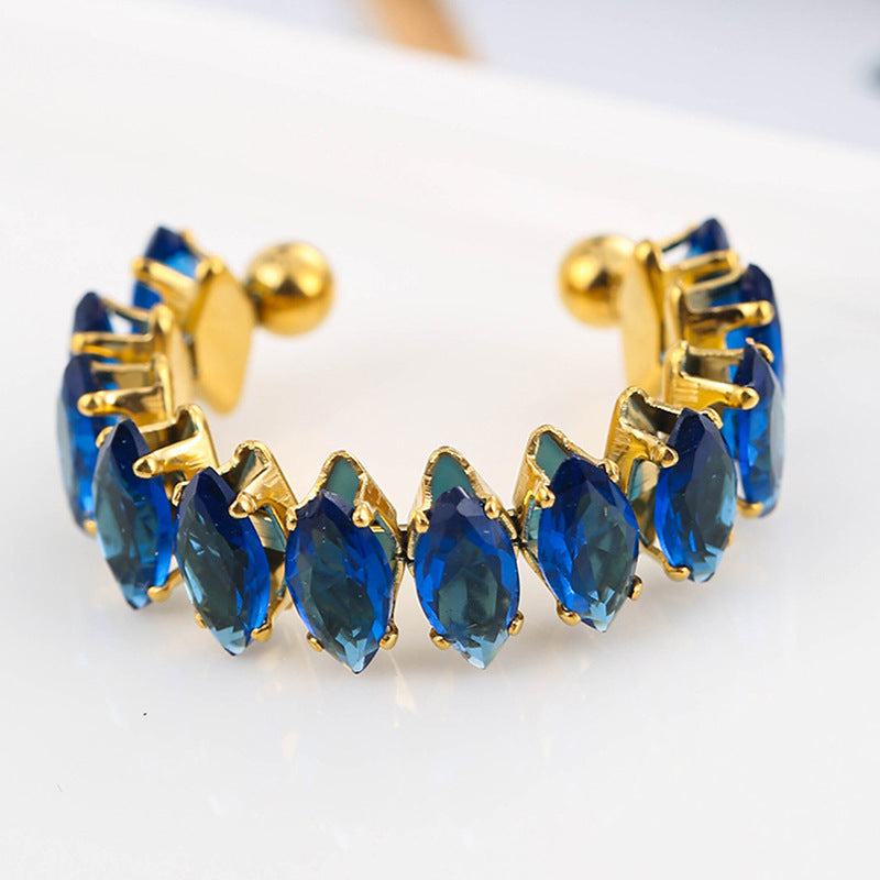 Color Zircon Ins Fashion Ring For Women - Blue / Adjustable Opening - electronic accessories