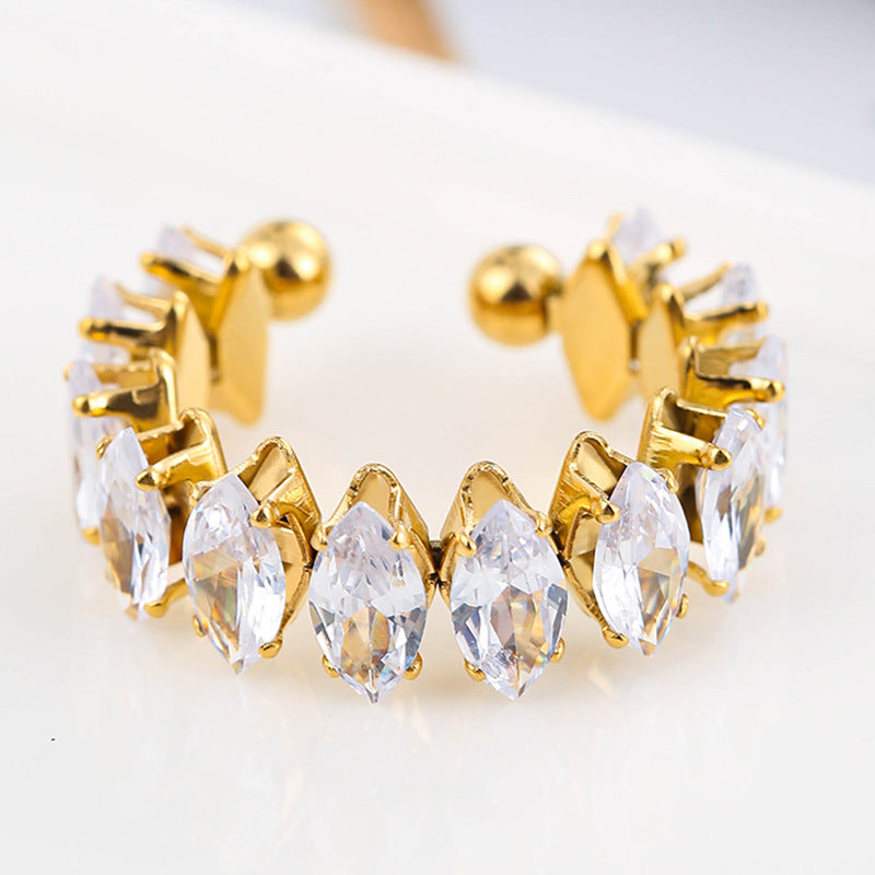 Color Zircon Ins Fashion Ring For Women - White / Adjustable Opening - electronic accessories