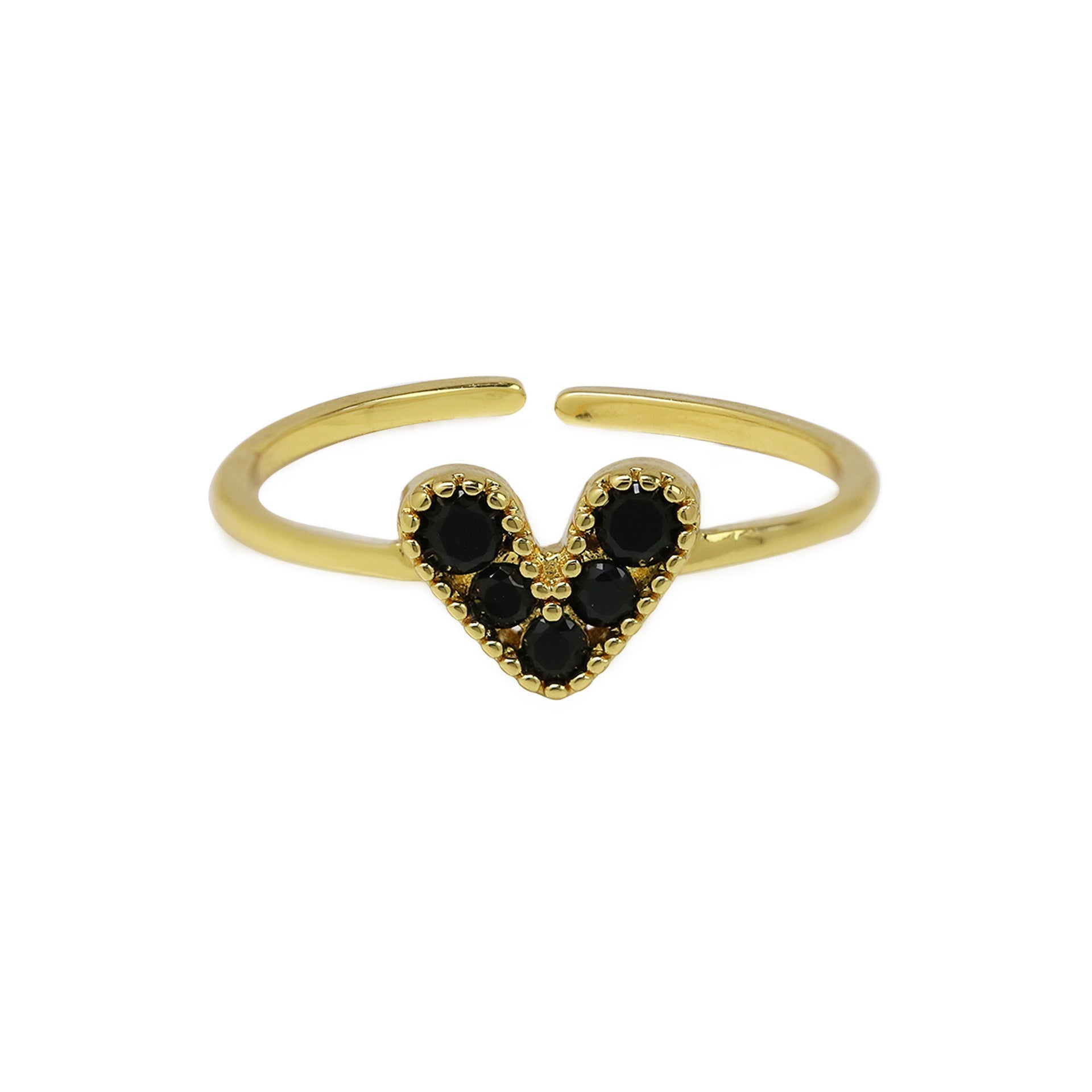 Color Zirconium Love Women’s Ring - Black / Adjustable Opening - electronic accessories