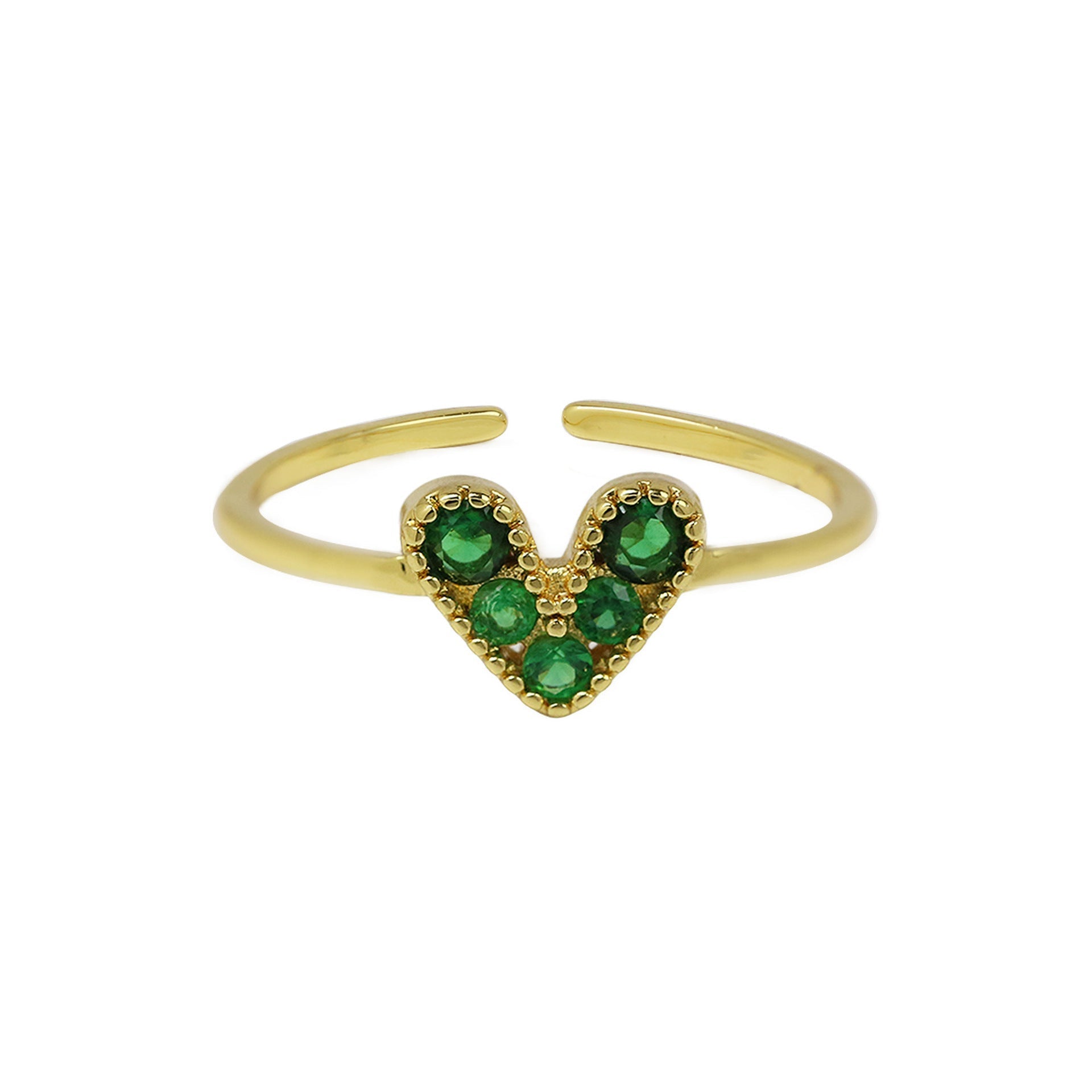 Color Zirconium Love Women’s Ring - Green / Adjustable Opening - electronic accessories