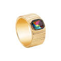 Colorful Crystals Oil Drop Peach Heart Crystal Ring - Color Rectangle R2821 - electronic accessories