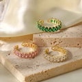 Colorful Jewelry Copper Cubic Zirconia Oval Rings