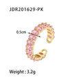 Colorful Jewelry Copper Cubic Zirconia Oval Rings