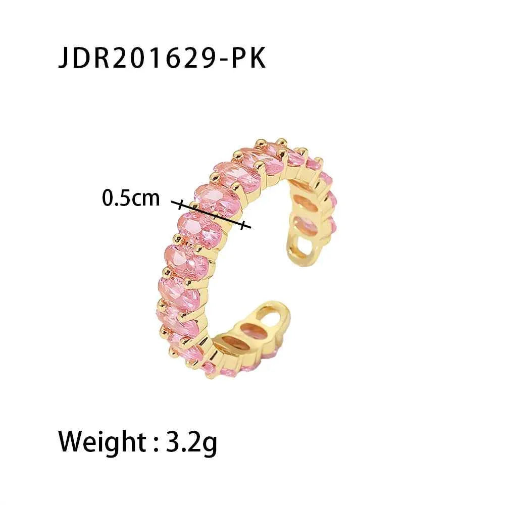 Colorful Jewelry Copper Cubic Zirconia Oval Rings