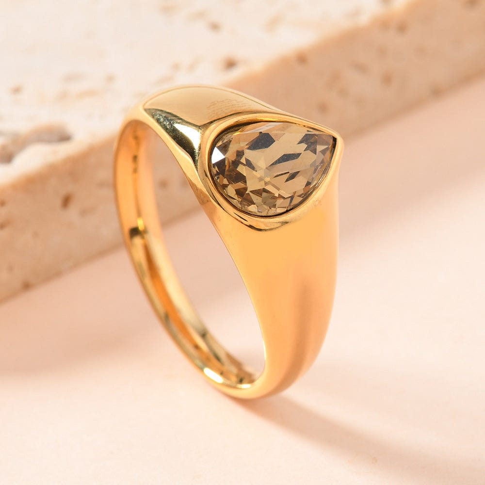 Colorful Rhinestone Rings Teardrop-shaped Ring - Brown / No 10 - electronic accessories