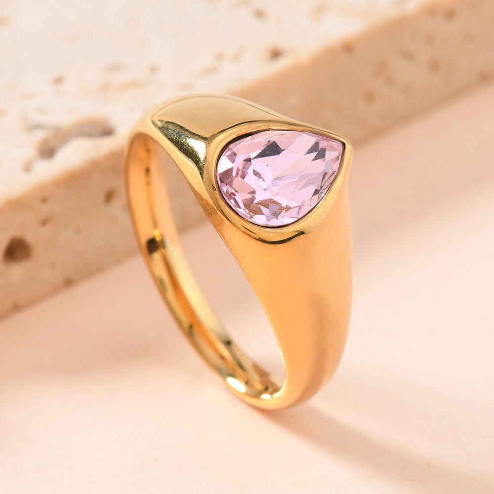 Colorful Rhinestone Rings Teardrop-shaped Ring - Pink / No 10 - electronic accessories