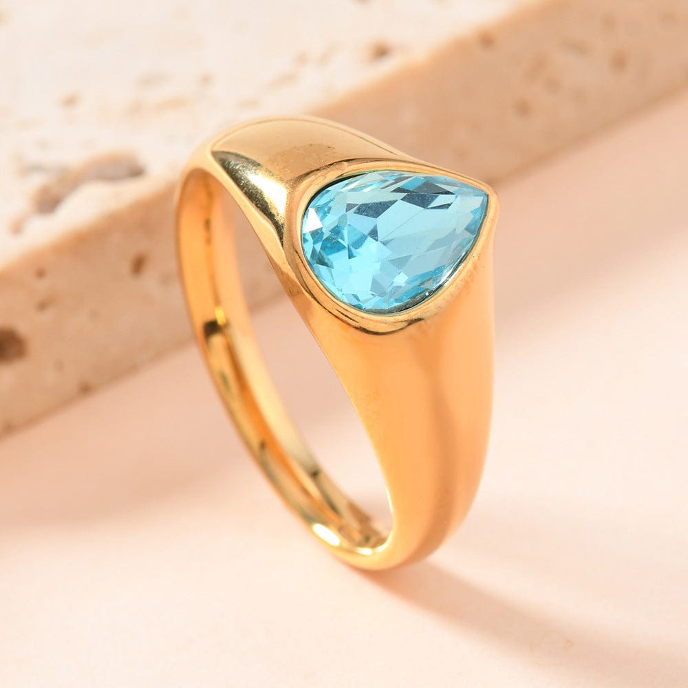 Colorful Rhinestone Rings Teardrop-shaped Ring - Sky Blue / No 10 - electronic accessories
