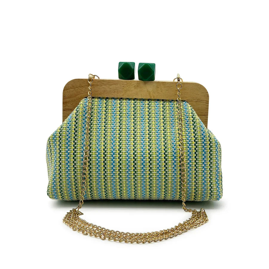 Colorful Striped PP Straw Clucth Bag for Women