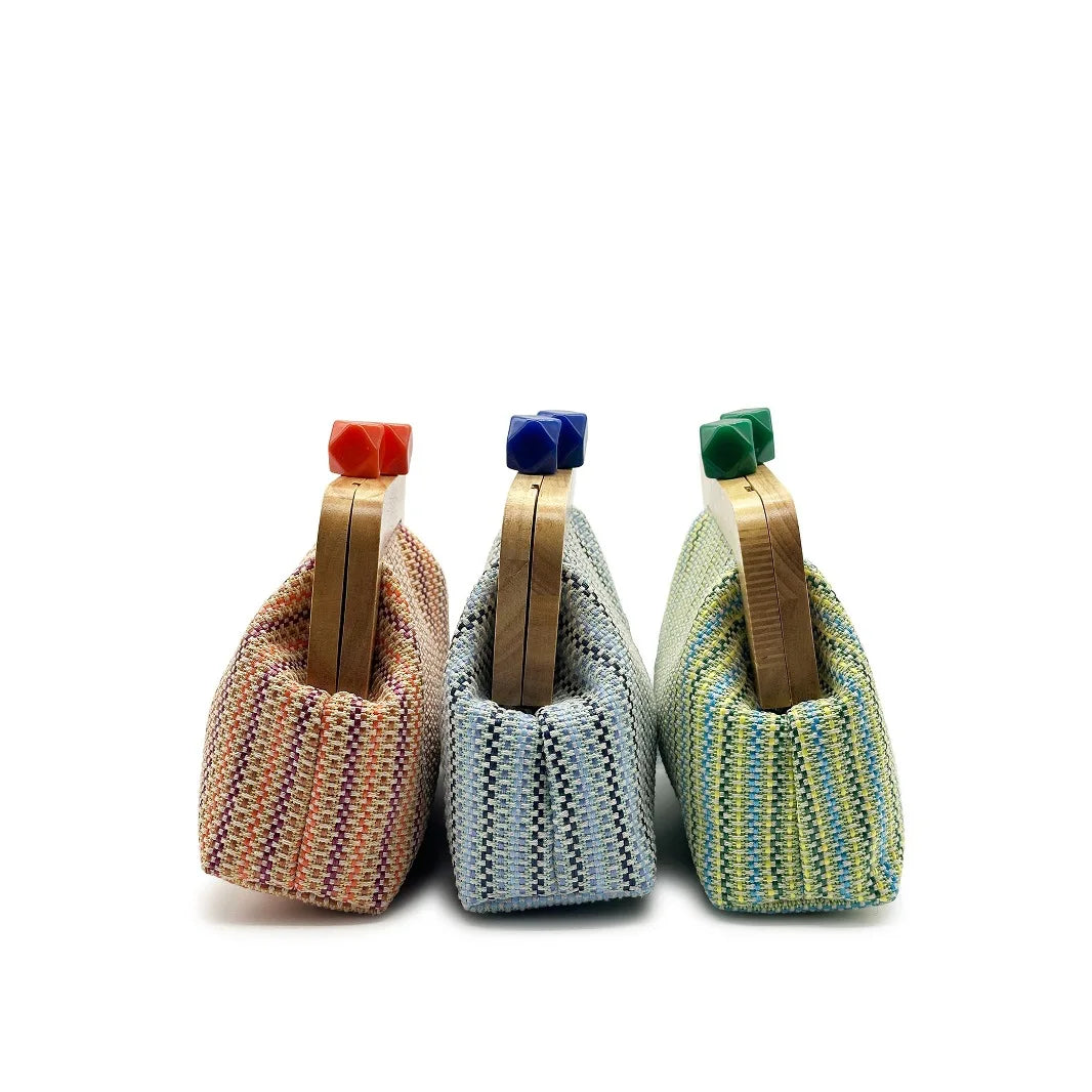 Colorful Striped PP Straw Clucth Bag for Women