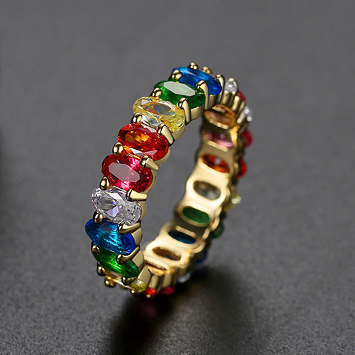 Colorful Women’s Copper Inlaid Zirconium Ring - Color 6SIze - electronic accessories