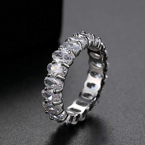 Colorful Women’s Copper Inlaid Zirconium Ring - White 7Size - electronic accessories