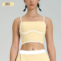 Contrast Color Fast-drying Sports Vest Women’s Fitness High Elastic Yoga Clothes - Warm yellow-top / L
