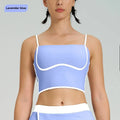 Contrast Color Fast-drying Sports Vest Women’s Fitness High Elastic Yoga Clothes - Lavender Blue-top / L