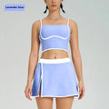 Contrast Color Fast-drying Sports Vest Women’s Fitness High Elastic Yoga Clothes - Lavender Blue-suit / L