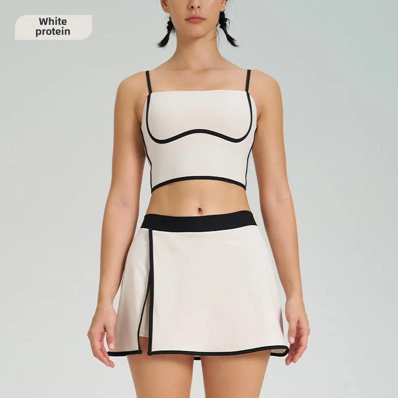 Contrast Color Fast-drying Sports Vest Women’s Fitness High Elastic Yoga Clothes - Albumin-suit / L