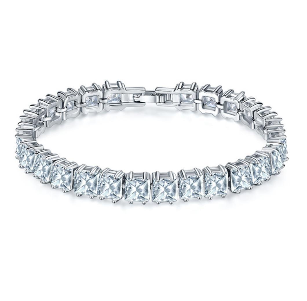Copper Plating Inlaid Zircon Bracelet - 20cm White Gold Color 018 - electronic accessories