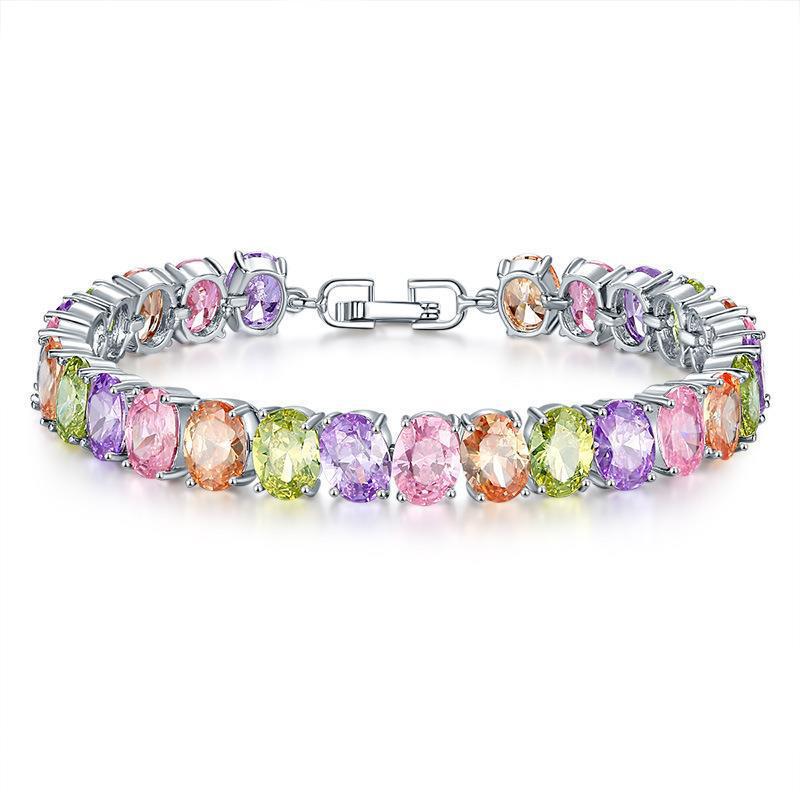 Copper Plating Inlaid Zircon Bracelet - Platinum Colorful Crystals 068 - electronic accessories