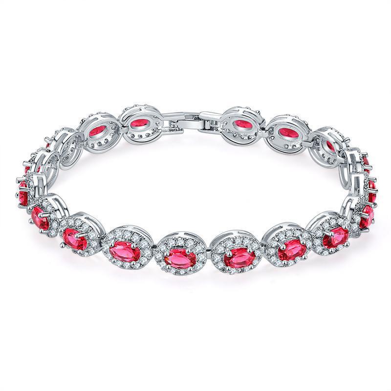 Copper Plating Inlaid Zircon Bracelet - Platinum Red Diamond 053 - electronic accessories