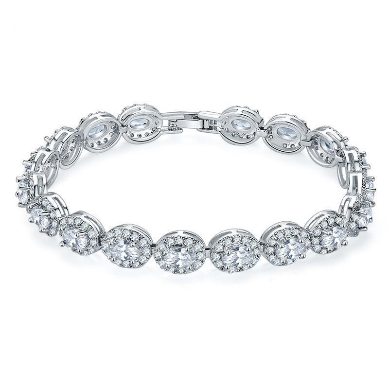 Copper Plating Inlaid Zircon Bracelet - Platinum White Diamond 053 - electronic accessories