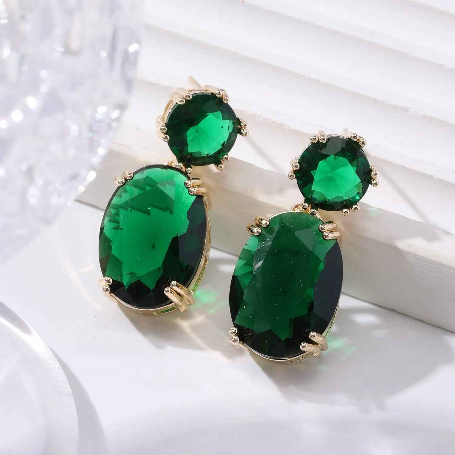 Creative Personality Drop-shaped Alloy Oval Earrings - EZ005 Green - electronic accessories