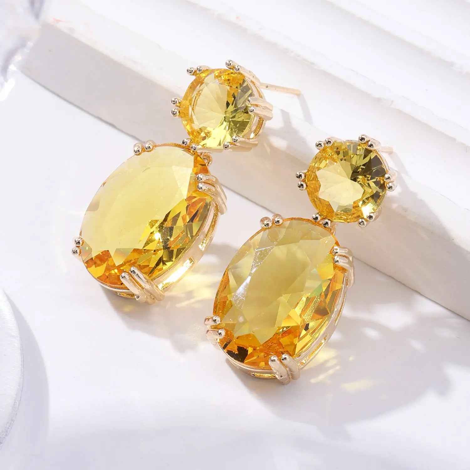 Creative Personality Drop-shaped Alloy Oval Earrings - EZ005 Yellow - electronic accessories