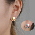 Creative Star And Moon Ear Studs Geometric Shape - Gold Pair Price With Earplug / 30 White Copper - electronic