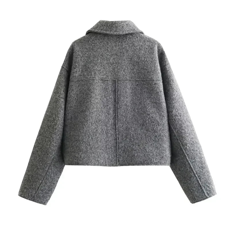 Cropped Jacket for Women Short Coat Tweed - Other