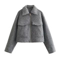 Cropped Jacket for Women Short Coat Tweed - Other