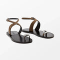 Cross-Strap Sandals with Top-Grain Leather - Brown / 35 / CN