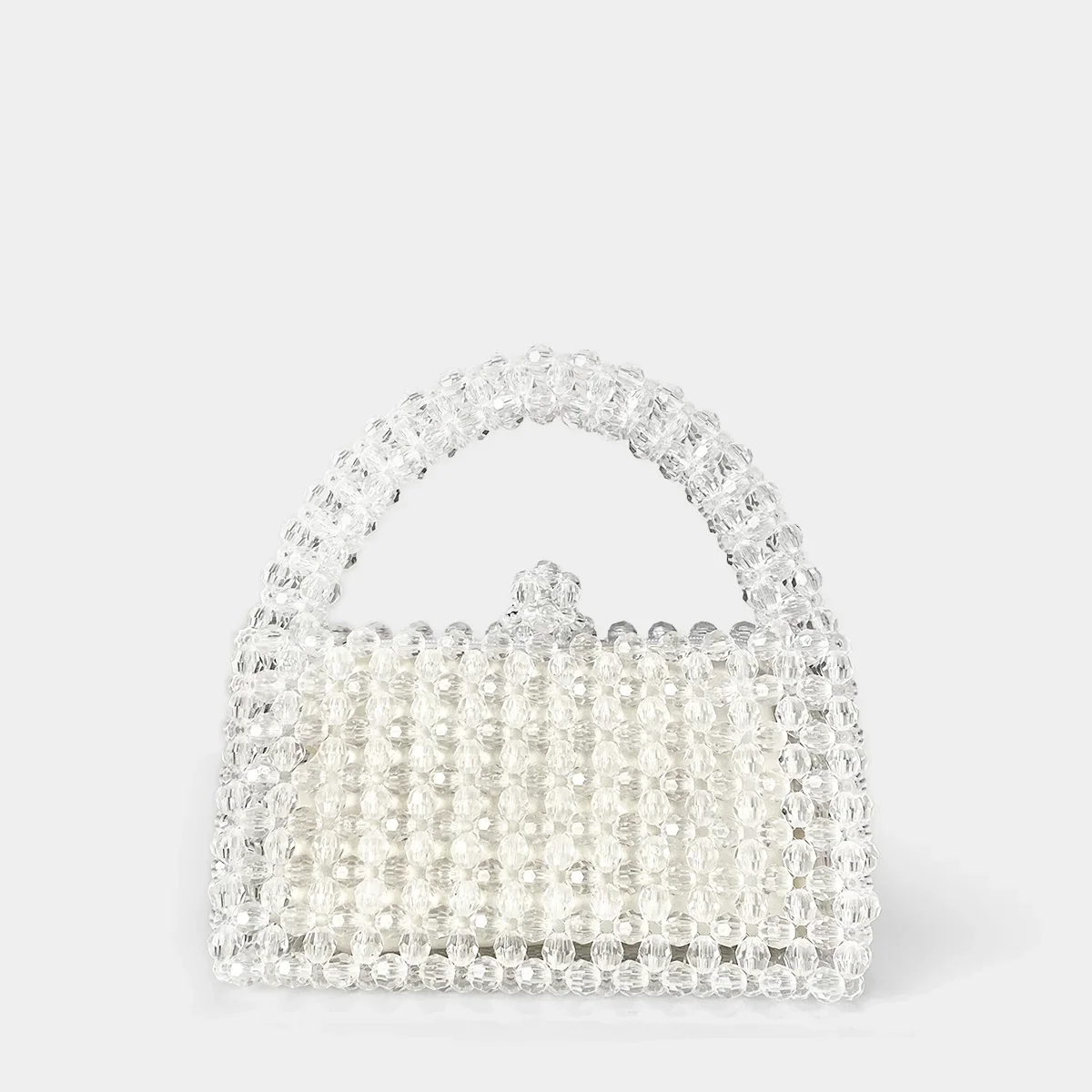 Crystal Bead Bag Hand Woven - Clear
