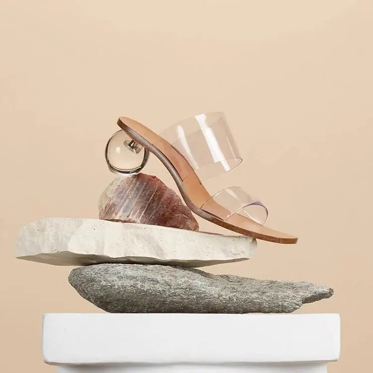 Crystal High Heels Square Toe Cool Slippers Women’s