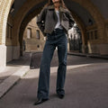 Lapel Patchwork Fleece Motorcycle Short Jacket Coat - Norellé