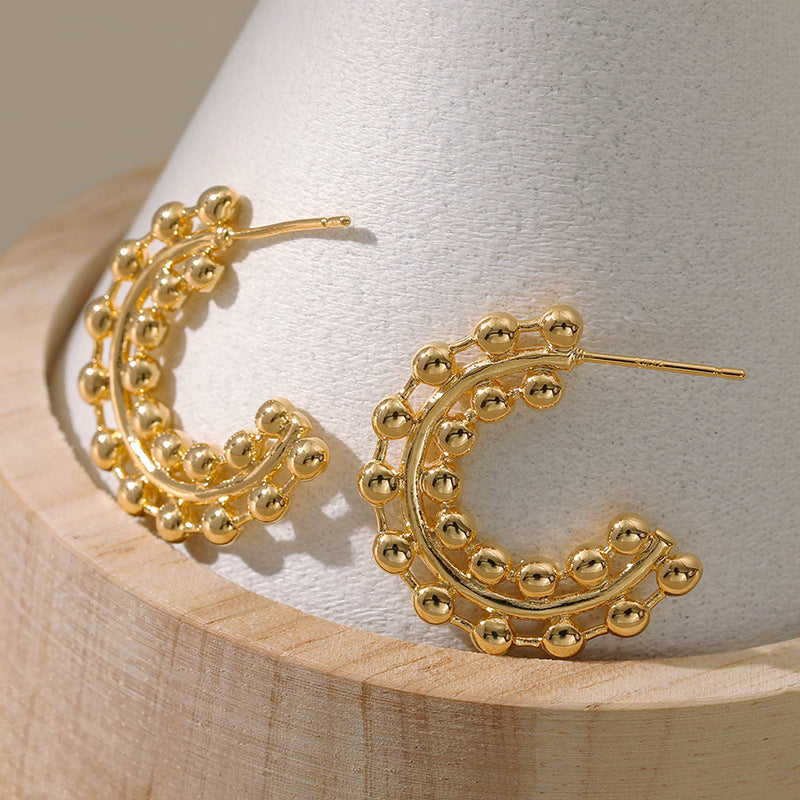Retro Simple Circle Earrings Design French Style - Norellé