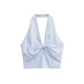 Striped Halter Backless Smocking Sling - Norellé