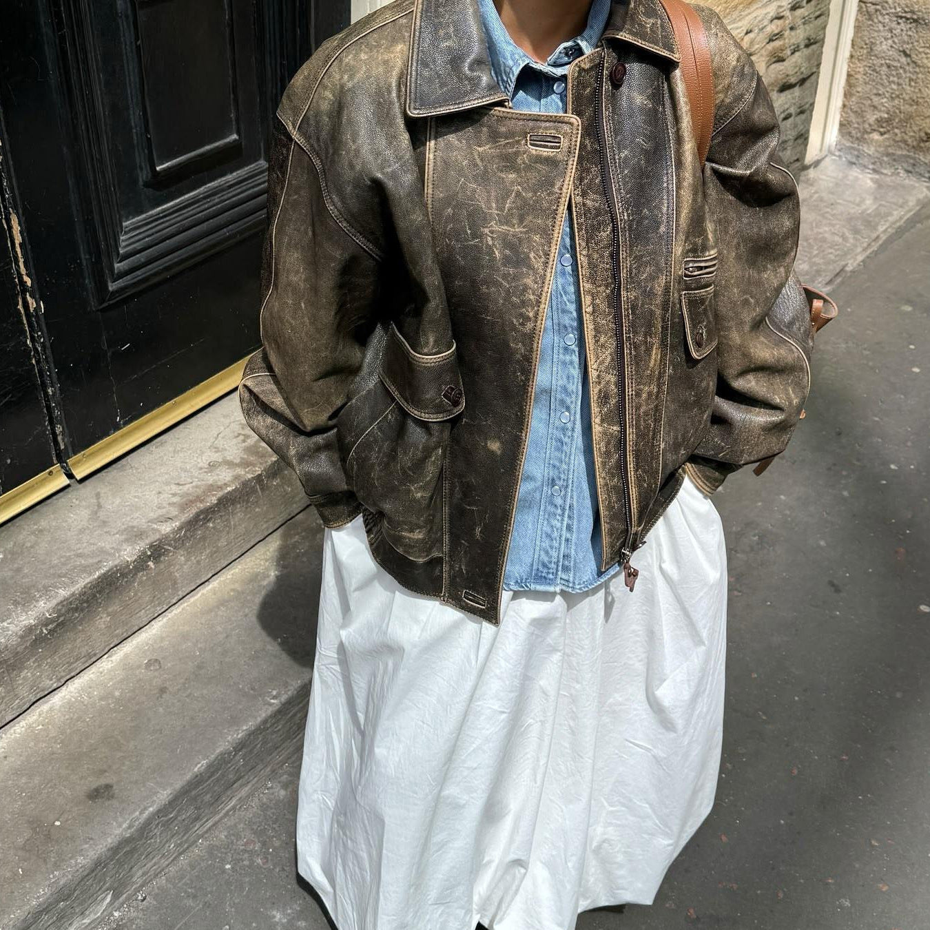 Jacket Coat Retro Washed Brushed Brown Distressed - Norellé
