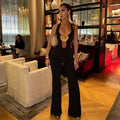 Lace-up Golden Three-dimensional Flower One-piece Trousers - Norellé
