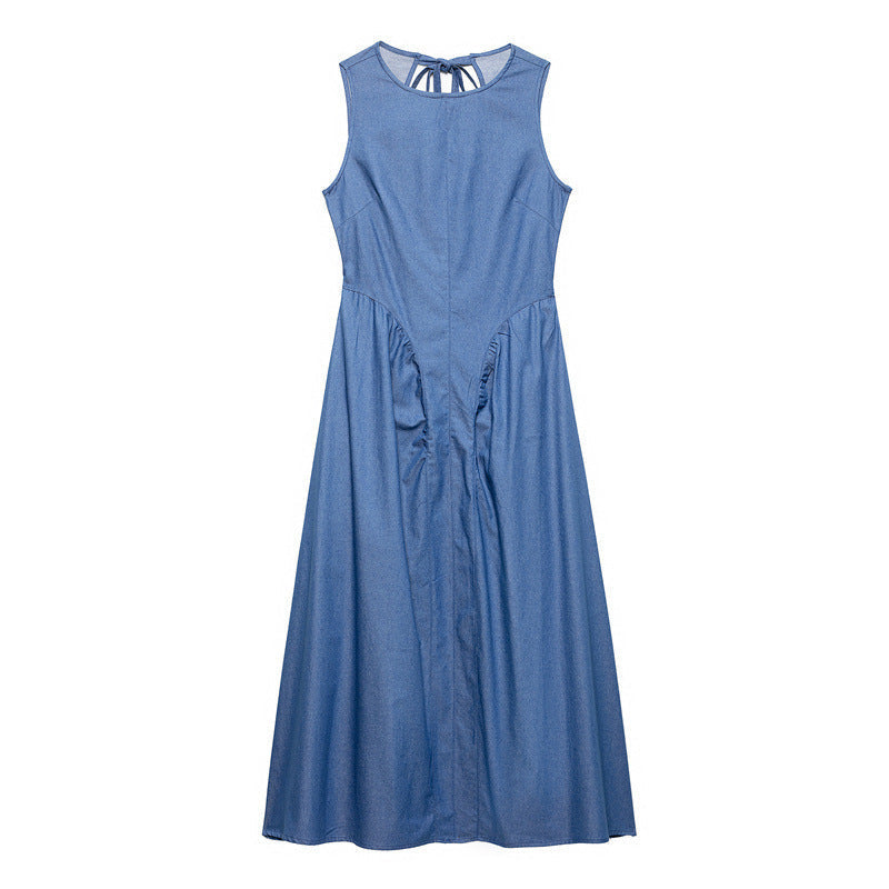 Denim Light Color Back Hollow Dress - Other