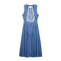 Denim Light Color Back Hollow Dress - Other
