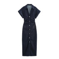 Denim midi dress with lapel side - Other