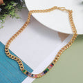 Design Color Zircon Copper Double Necklace - Gold - electronic accessories