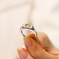 Design Heart-shaped Inlaid Zircon Titanium Steel Ring For Women - Yellow Diamond / No 10 - electronic accessories