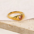 Design Heart-shaped Inlaid Zircon Titanium Steel Ring For Women - Golden Pink Diamond / No 10 - electronic accessories