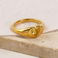 Design Heart-shaped Inlaid Zircon Titanium Steel Ring For Women - Golden Yellow Diamond / No 10 - electronic accessories