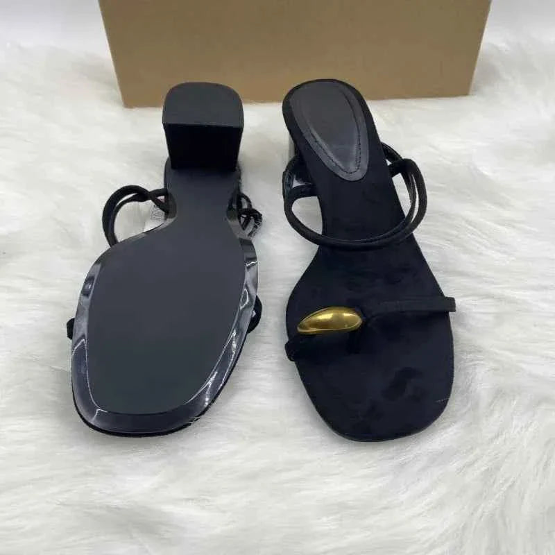 Designer Black Chunky Heels Women