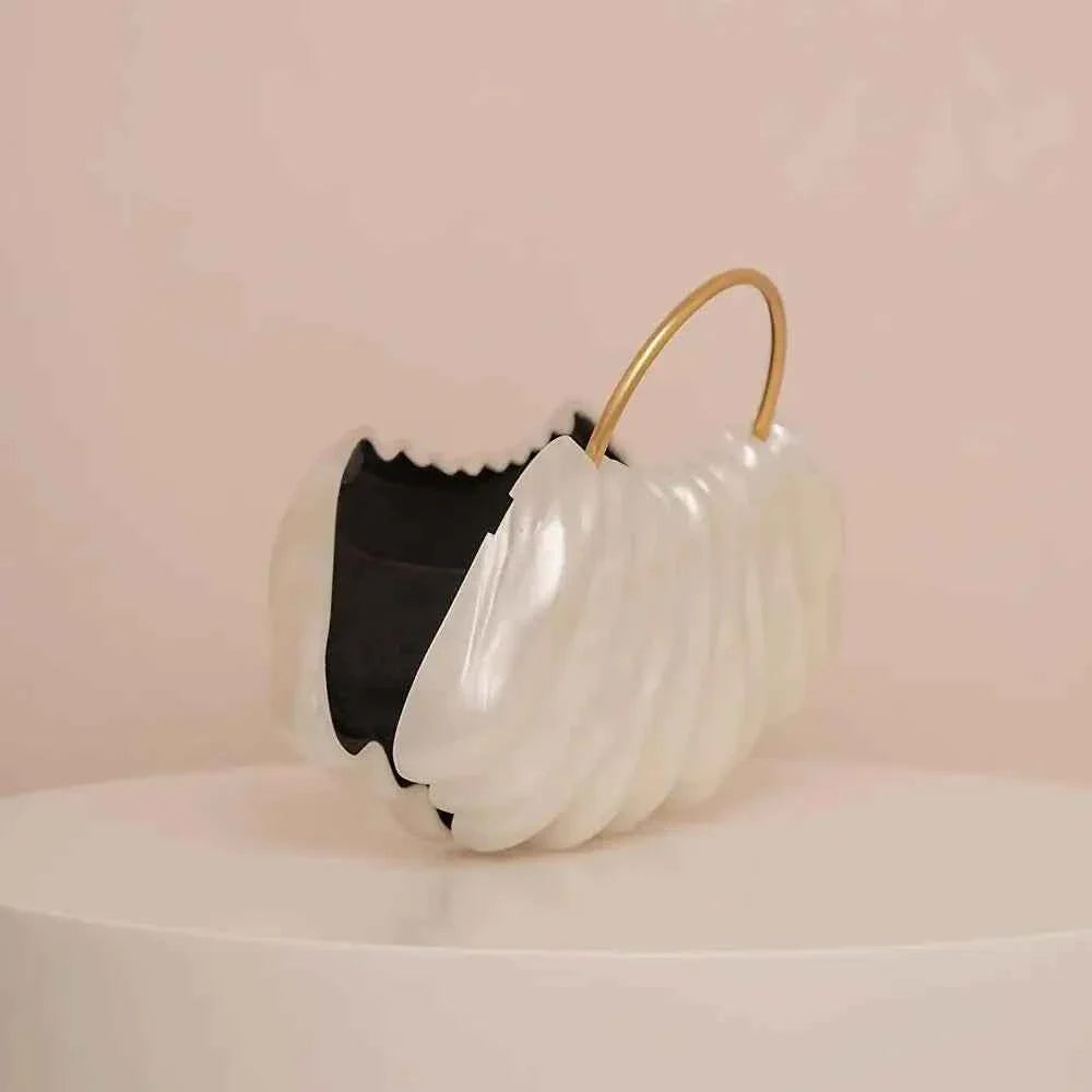 Designer Women Acrylic Mini Pearl White Ivory Bag