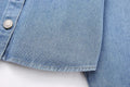 Long Sleeve Rhinestone Short Denim Shirt - Norellé