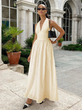 Halter Lace-up Backless Long Dress - Norellé
