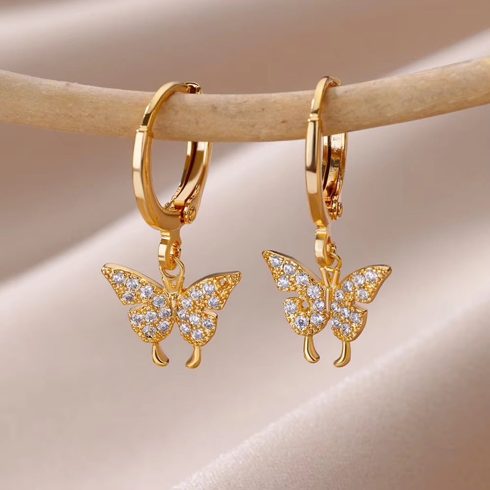 Diamond Butterfly Titanium Steel Ear Clip Women’s Light Luxury Accessories - electronic accessories